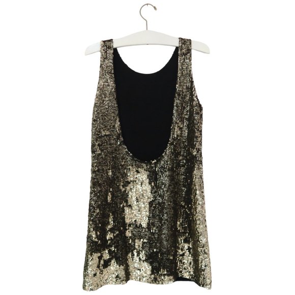 FAITH CONNEXION gold sequin shift dress sz S - Picture 2 of 5